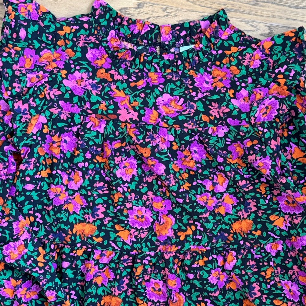 Make My Day Black Ditsy Floral L/S Babydoll Dress - Picture 10 of 16